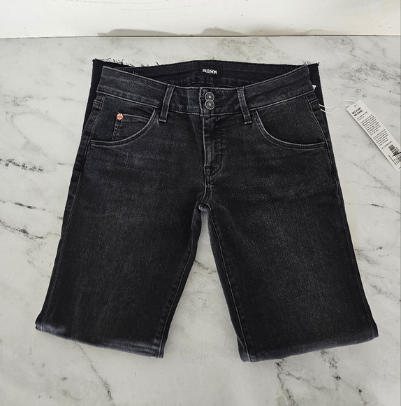 Hudson Jeans Collin Mid Rise Bootcut Flare Crop Distressed Black Jeans 27 NWT - Picture 5 of 10